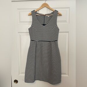 Boden Navy Striped Ponte Knit Fit and Fare Sleeveless Dress